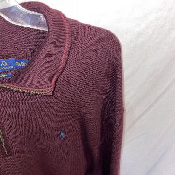 Polo Ralph Lauren Men’s Pullover Sweater Size 2XL Burgundy Pima Cotton Going Out - Picture 4 of 12